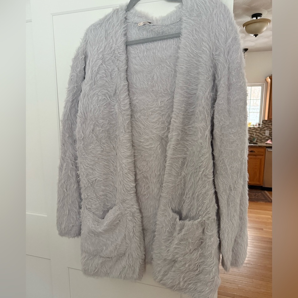 Free People Women's Cozy Gray Mohair Cardigan